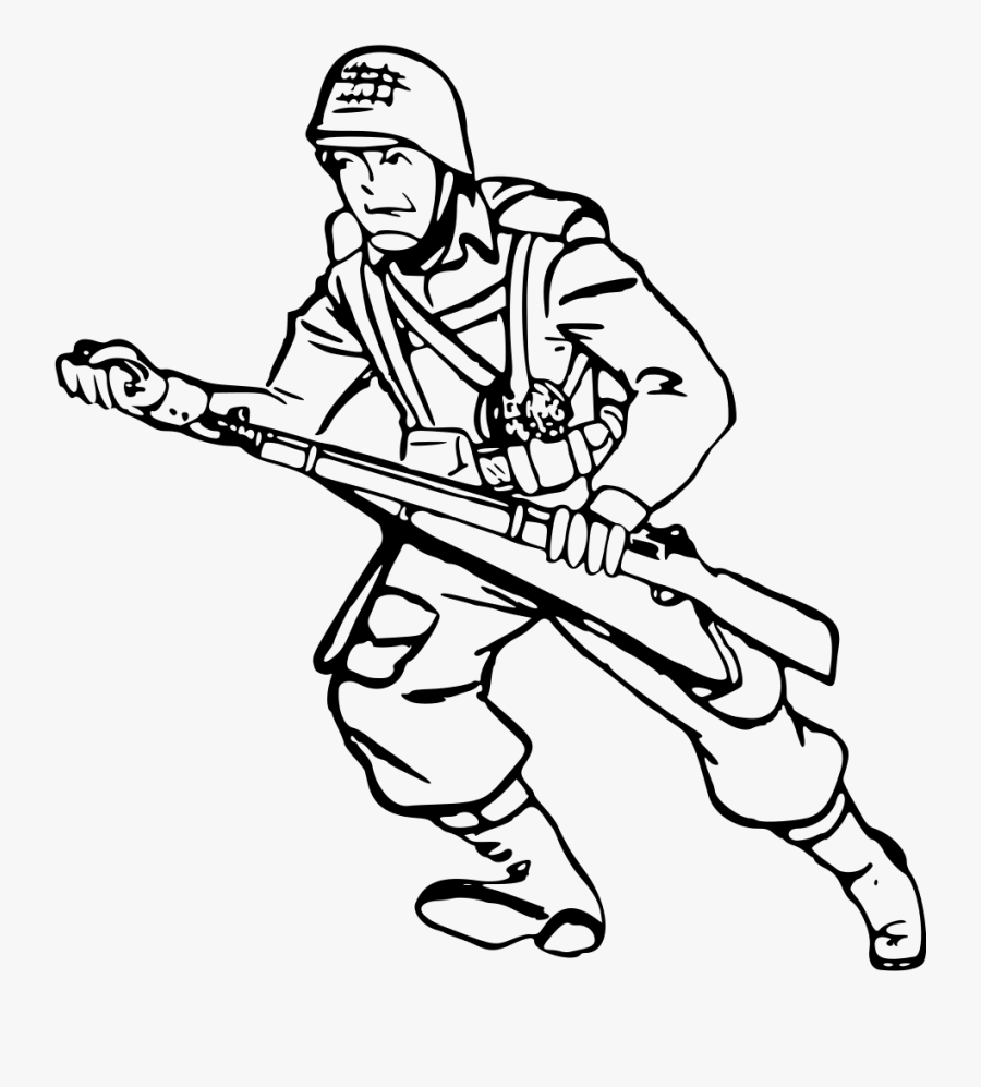 Clip Art Army Soldier Drawing - Army Black And White Clipart, Transparent Clipart