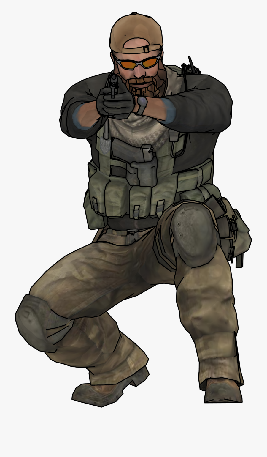 Man Soldier Gun Cartoon Front View Clipart Png - Military Shooting Gun Png, Transparent Clipart