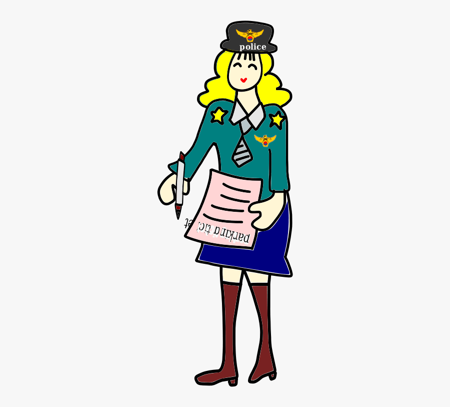 Police Officer Woman With A Parking Ticket - Get A Parking Ticket Cartoon, Transparent Clipart