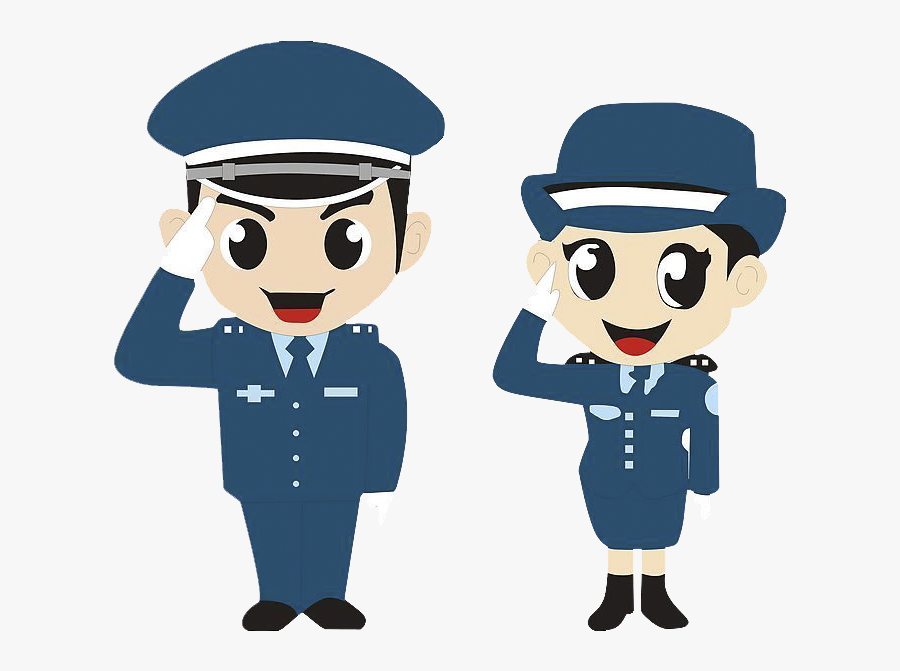 China Officer Cartoon Male And Female Salute Ⓒ - Male And Female Police Clipart, Transparent Clipart