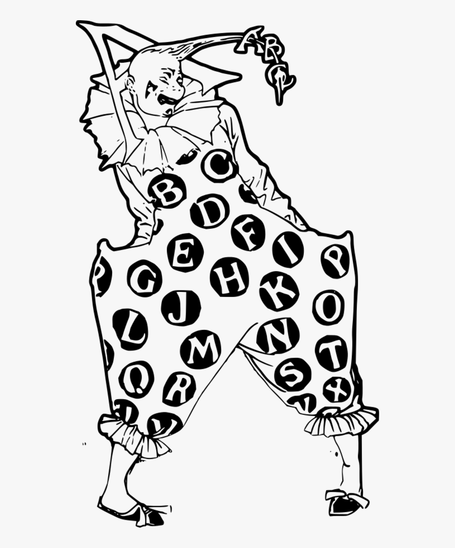 Creepy Alphabet Clown - Creepy Line Art, Transparent Clipart