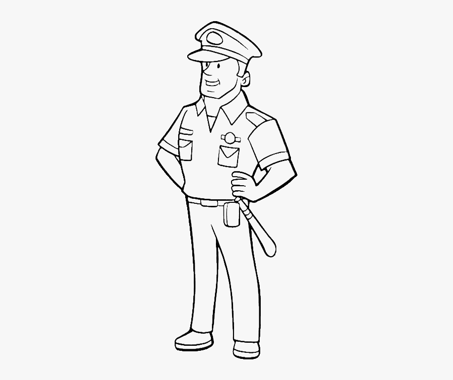 Clip Art Police Officer Drawing - Police Man Coloring Page, Transparent Clipart