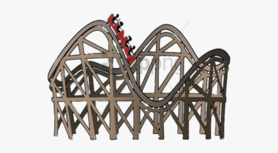 Rollercoaster With Red Cars Clipart - Cartoon Rollercoaster Clip Art, Transparent Clipart