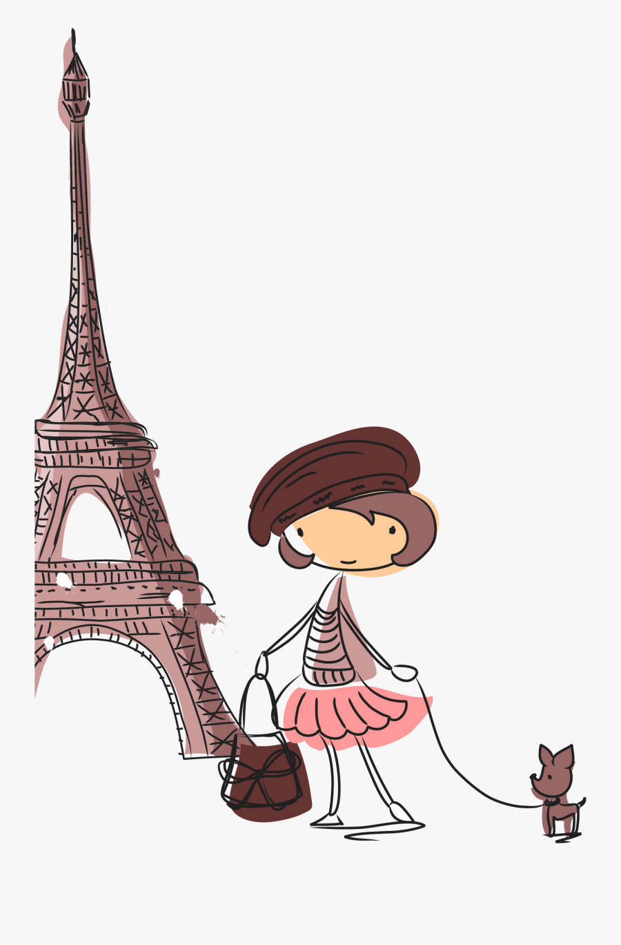 Eiffel Tower Cartoon Transprent - London Girls Cartoon, Transparent Clipart
