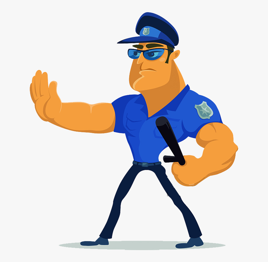 Police Officer Guard Illustration Traffic Patrol Process - Security Guard Funny Cartoon, Transparent Clipart