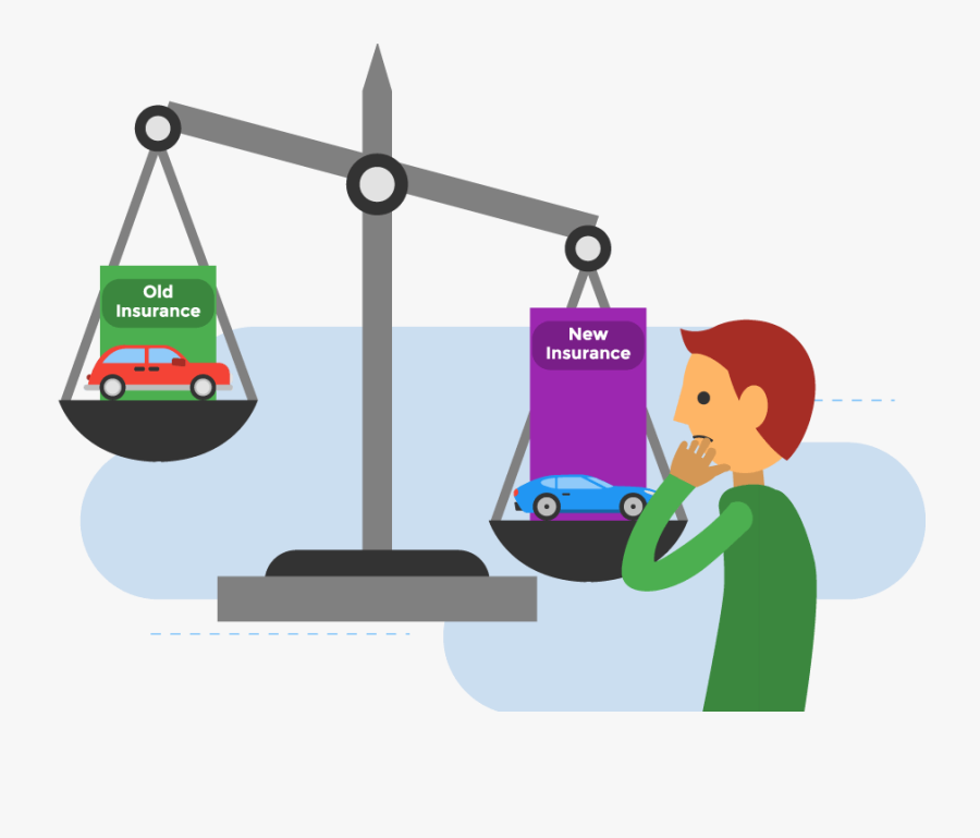 Scale Weighing Old Insurance Against New Insurance, Transparent Clipart