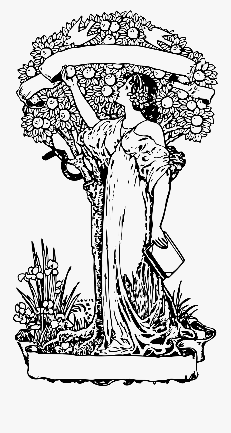 Apple Tree Drawing At Getdrawings - Tree Of Knowledge Clipart Black And White, Transparent Clipart