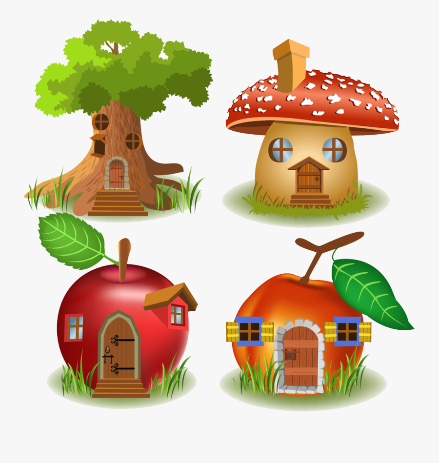 Free Clipart Fairy Apple Tree - Apple Tree House Cartoon, Transparent Clipart