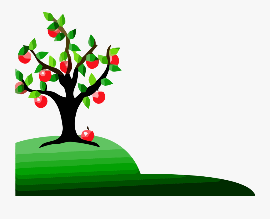 Black And White Apple Tree Clipart Apple Tree On A - Apple Tree On A Hill, Transparent Clipart