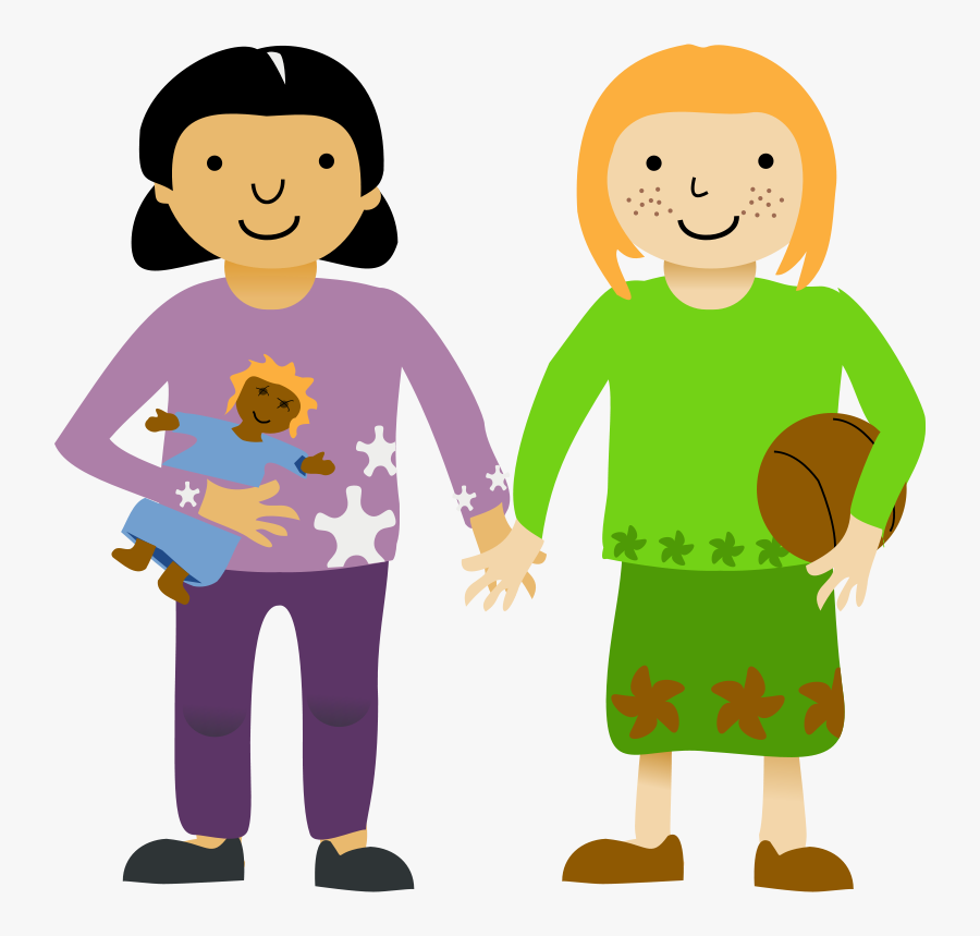 Girls Playing Two Little Girls Clip Art At Vector Clip - Girls Holding Hands Clipart, Transparent Clipart