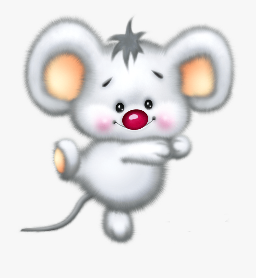 Christmas Mouse Clipart - Cute White Mouse Cartoon, Transparent Clipart