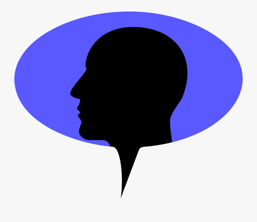 Man Head Silhouette Speech Bubble - Silhouette, Transparent Clipart