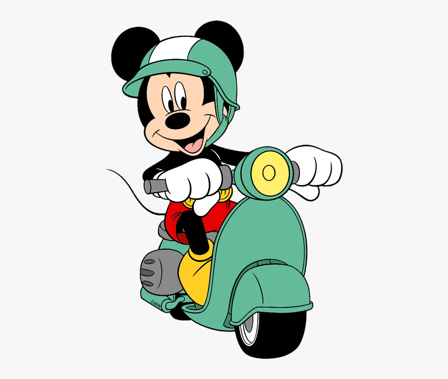 Mickey Mouse Clip Art - Mickey And Minnie On Scooter, Transparent Clipart