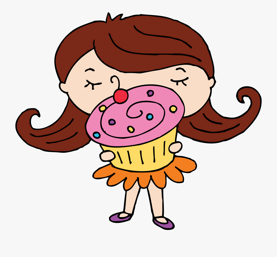 Cute Little Girl Clipart At Getdrawings - Eating A Cupcake Clipart, Transparent Clipart