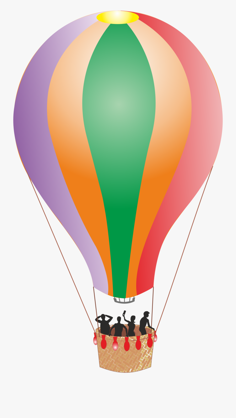 Colorful Detailed Hot Air Balloon Clip Arts - Hot Air Balloon With People Clipart, Transparent Clipart