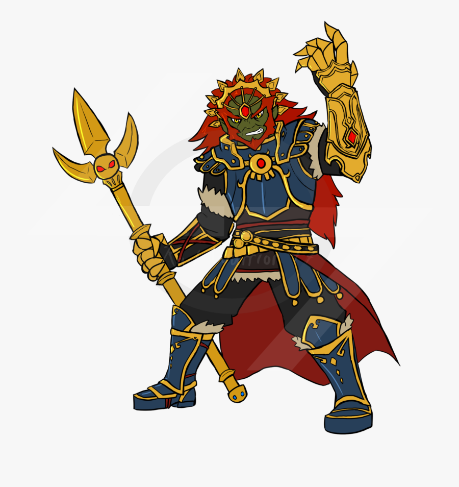 Demon King Ganondorf 
wielding The Trident Of Power - Loz King Of Evil Trident, Transparent Clipart
