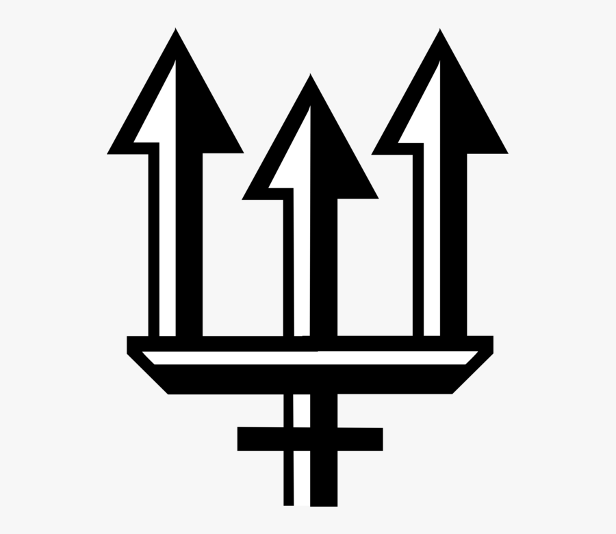 Vector Illustration Of Trident Of Poseidon Three-pronged - Cross, Transparent Clipart