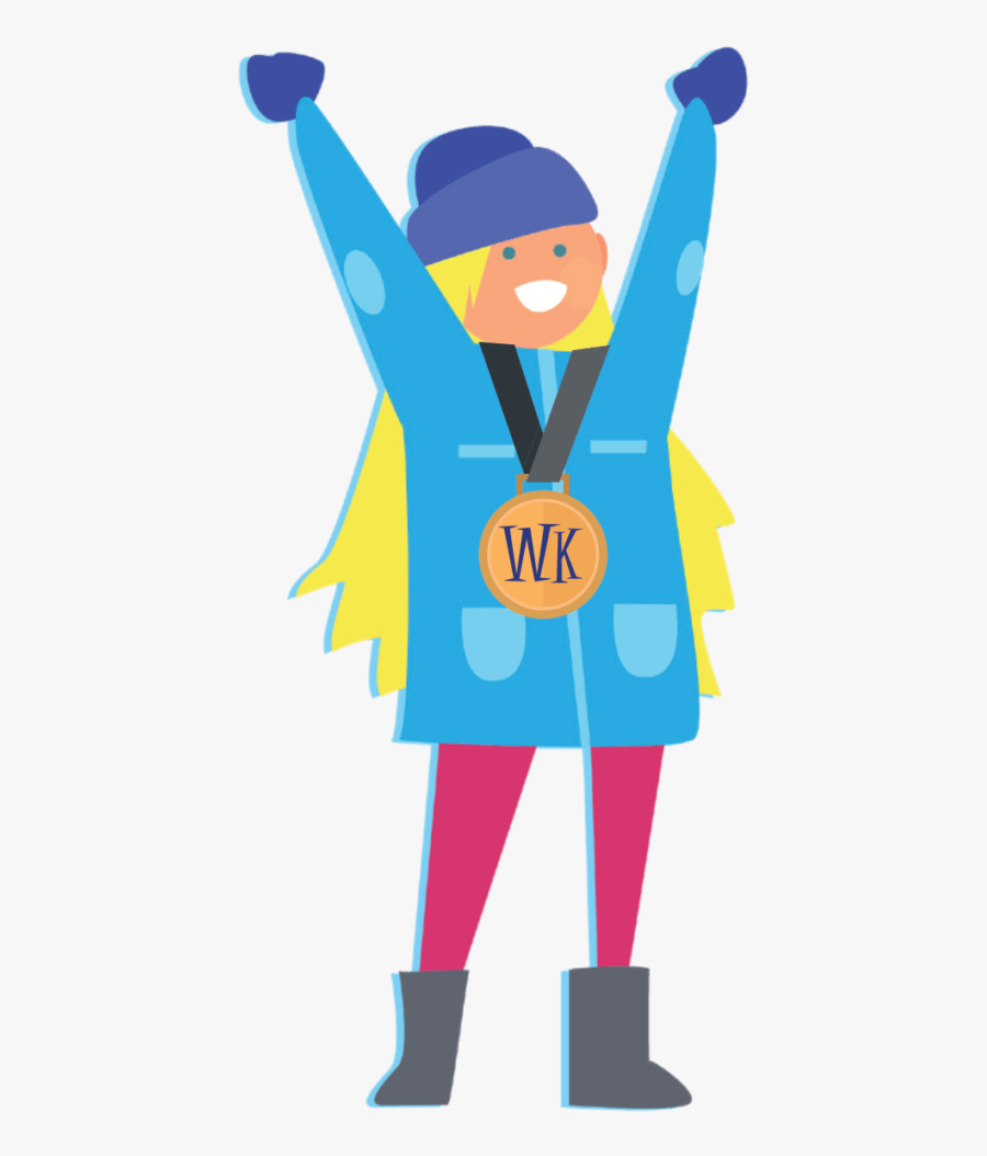 Animated Girl With Medal - Cartoon, Transparent Clipart