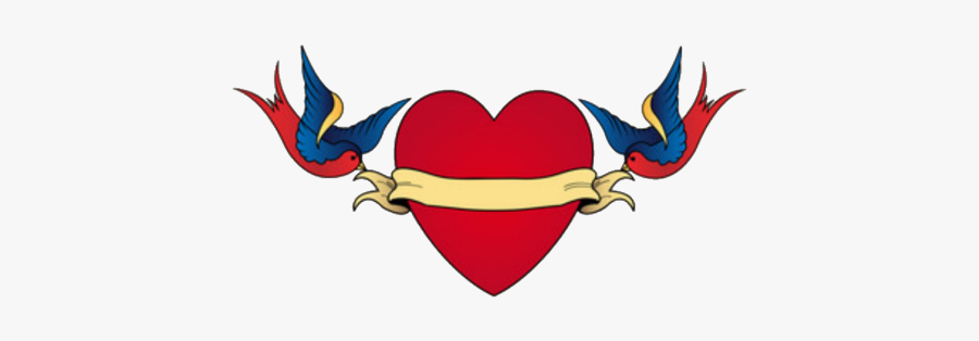 #sparrow #sparrows #hearttattoo #sparrowtattoo #lovetattoo - Heart Old School Tattoo, Transparent Clipart
