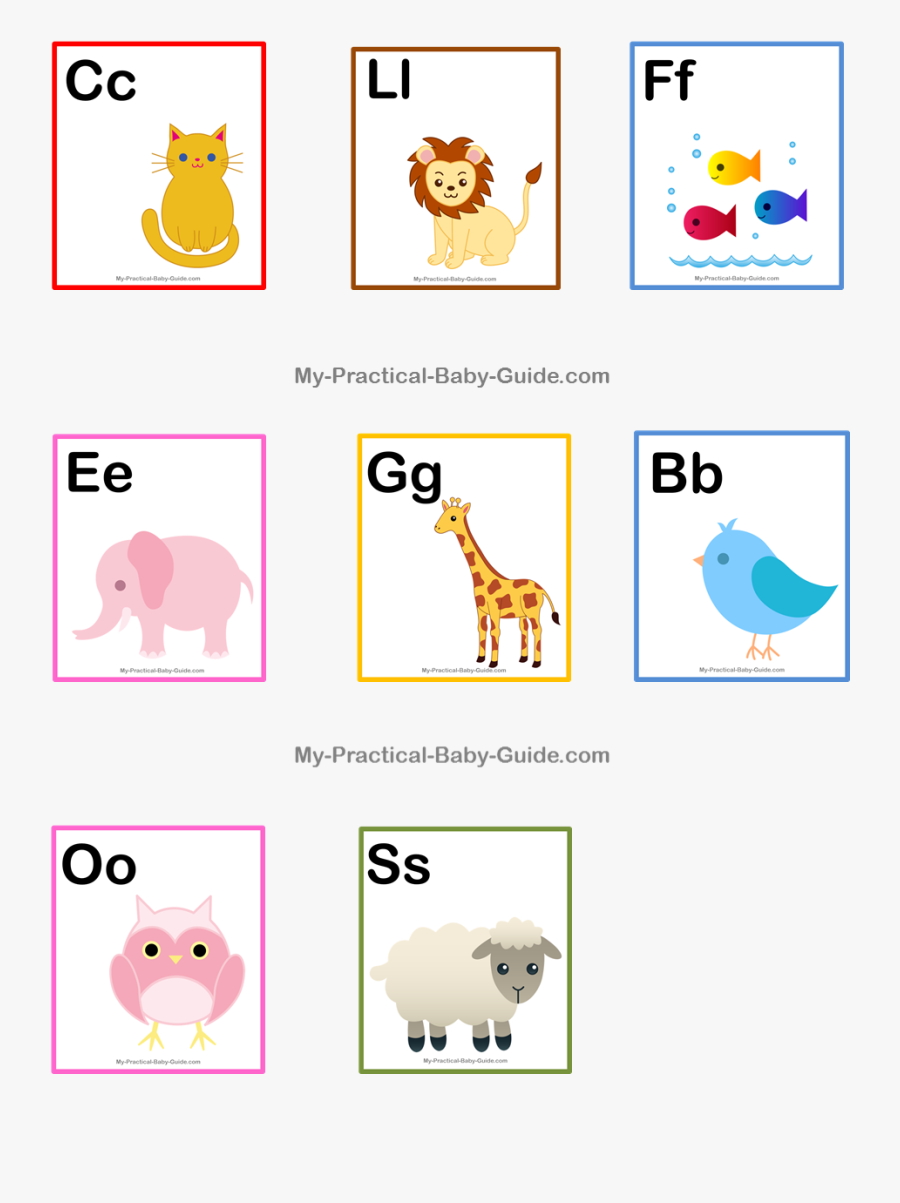 Free Printable Abc Animal Cards Baby Shower Cupcake - Cartoon, Transparent Clipart