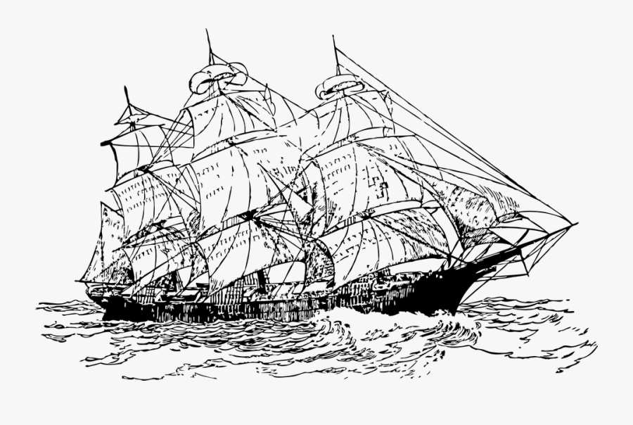 Sailor Sailing Ship Maritime Sailing Ship - Sailing Ship Line Art, Transparent Clipart