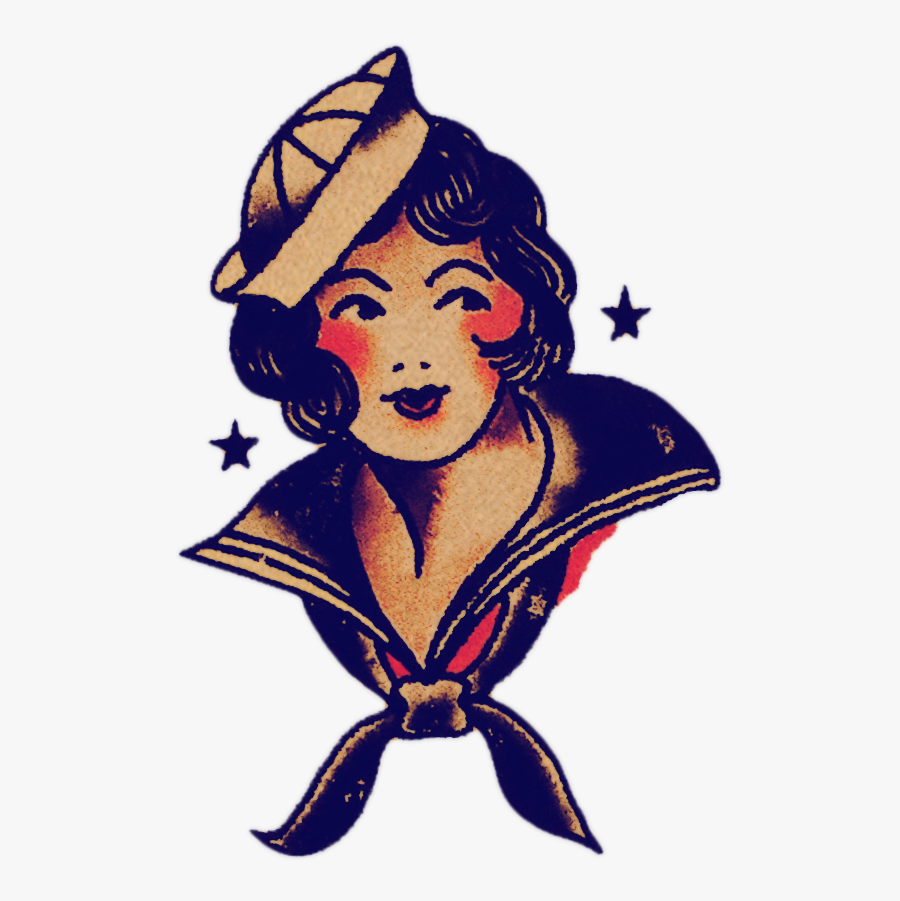 Traditional Sailor Girl Tattoo, Transparent Clipart