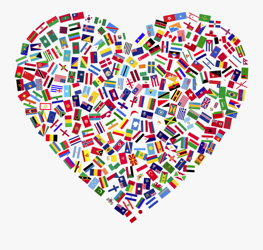 Heart, Flags, Countries, United, Unity, Togetherness - International Mother Language Day 2019, Transparent Clipart