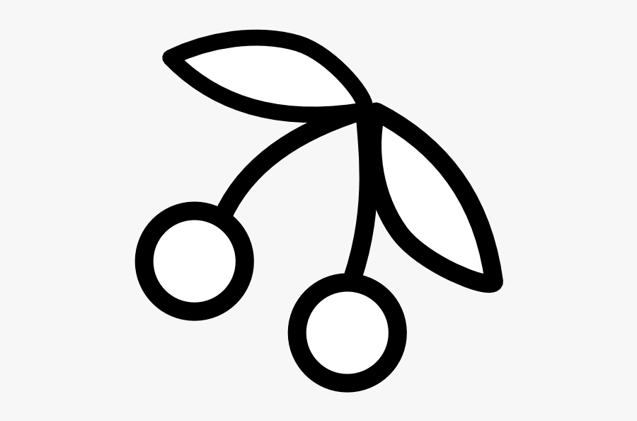 Cherries Icon Black White Line Art 555px - Cherries Clipart Black And White, Transparent Clipart