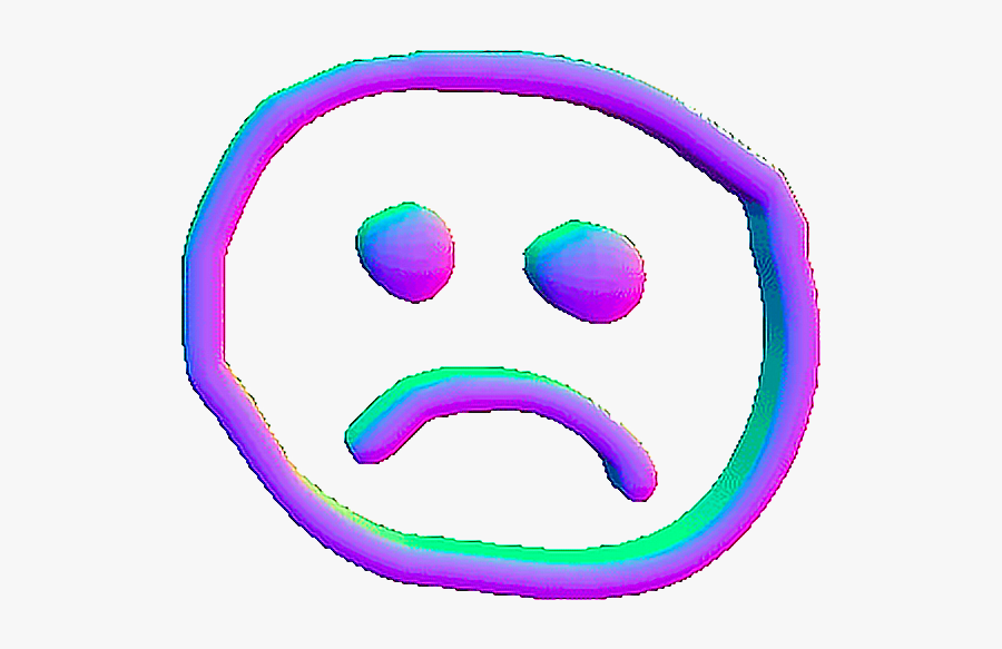 #aestetic #vaporwave #rainbow #3d #sad #face #green - Sad Vaporwave Png, Transparent Clipart