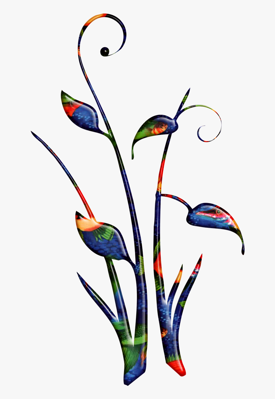 Flora Abstract Scrolls Batik Design Multi Color Free - Scroll Flower Clip Art, Transparent Clipart