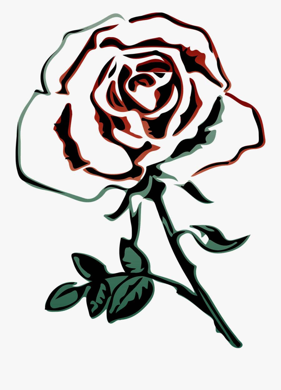 Rose Red Red Roses - Clip Art Vintage Roses Black And White, Transparent Clipart