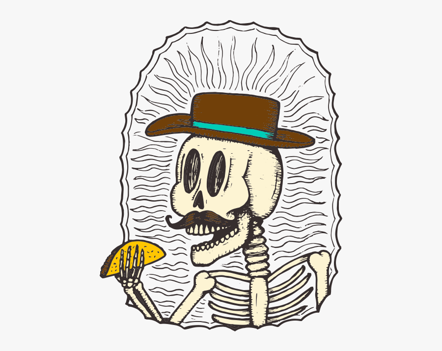 Illustration Of Skeleton With Taco - Skeleton With A Taco, Transparent Clipart