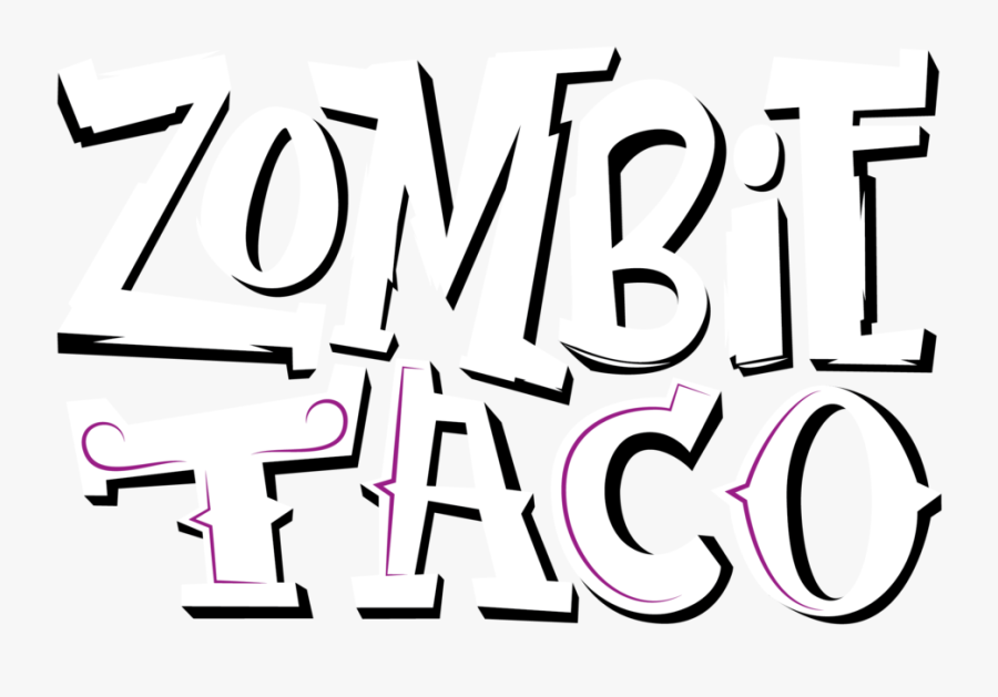 Zombietaco Logo White Stacked 01 - Calligraphy, Transparent Clipart