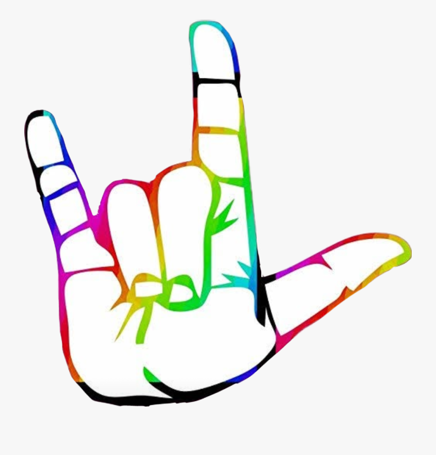 #iloveyou #hand #colorful #rainbow #asl - Love You Sign Language Logo, Transparent Clipart