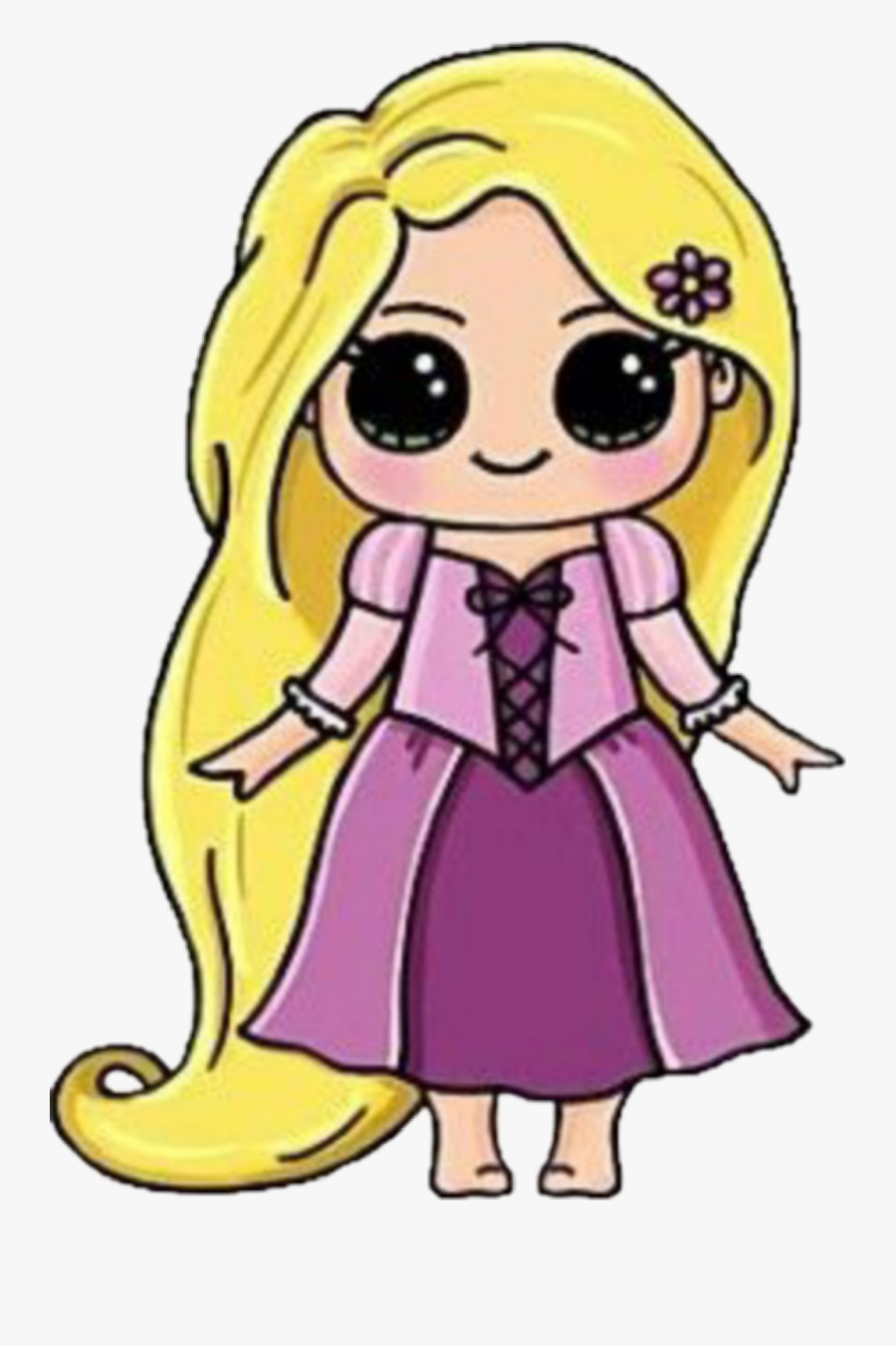 #rapunzel #tangled - Easy Draw So Cute Girl, Transparent Clipart