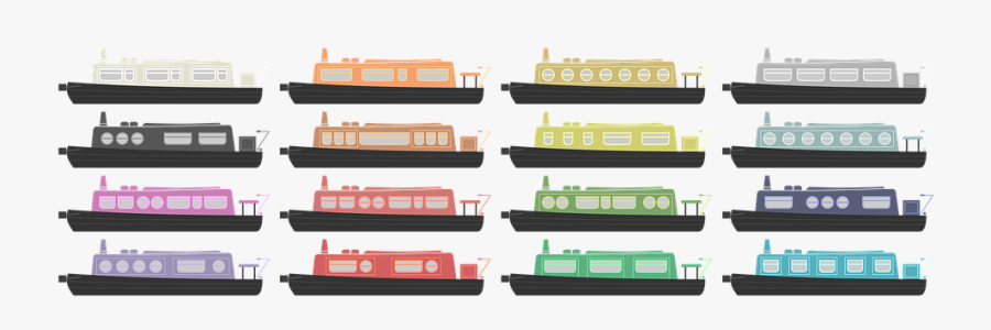 Narrow Boats, Clip Art, Stylized, Simple, Colors - Electric Locomotive, Transparent Clipart