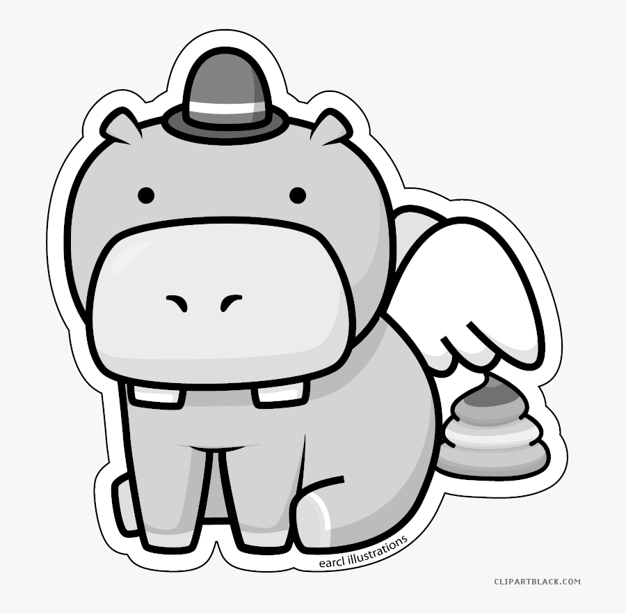 Hippo Animal Free Black White Clipart Images Clipartblack - Clip Art, Transparent Clipart