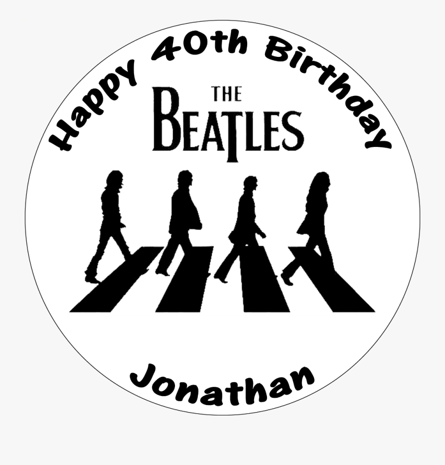 The Beatles Black White Abbey Road Round Birthday Cake - Beatles Logo Cake Topper, Transparent Clipart