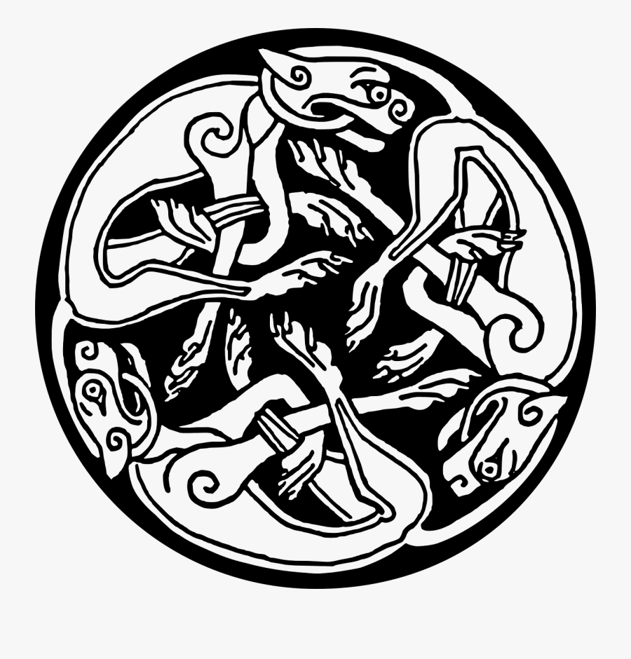 Celtic Round Dogs - Gripping Beast Viking Art, Transparent Clipart