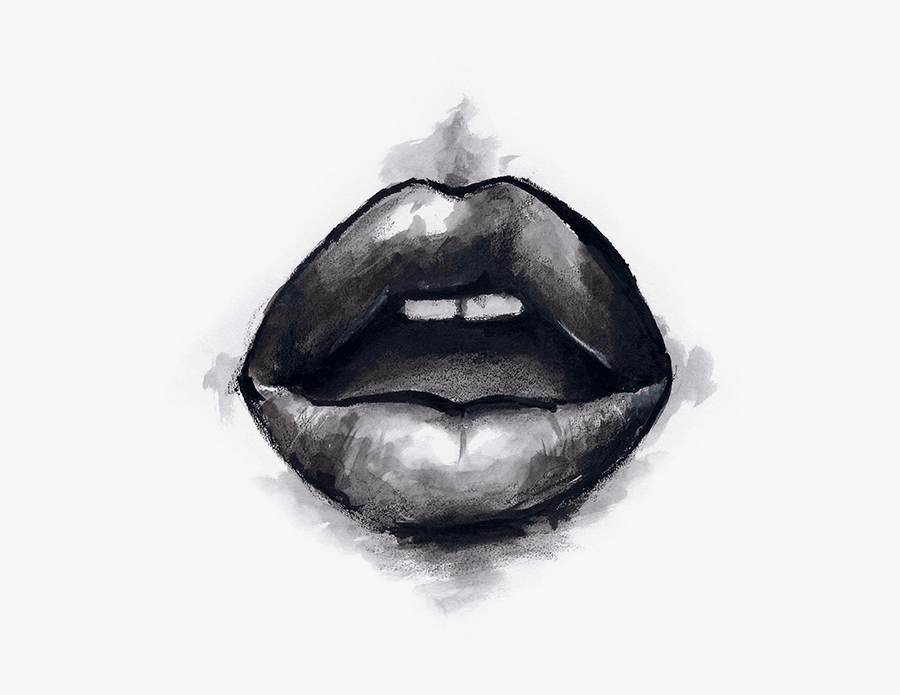 Drawn Lips Full Lip - Sketch, Transparent Clipart