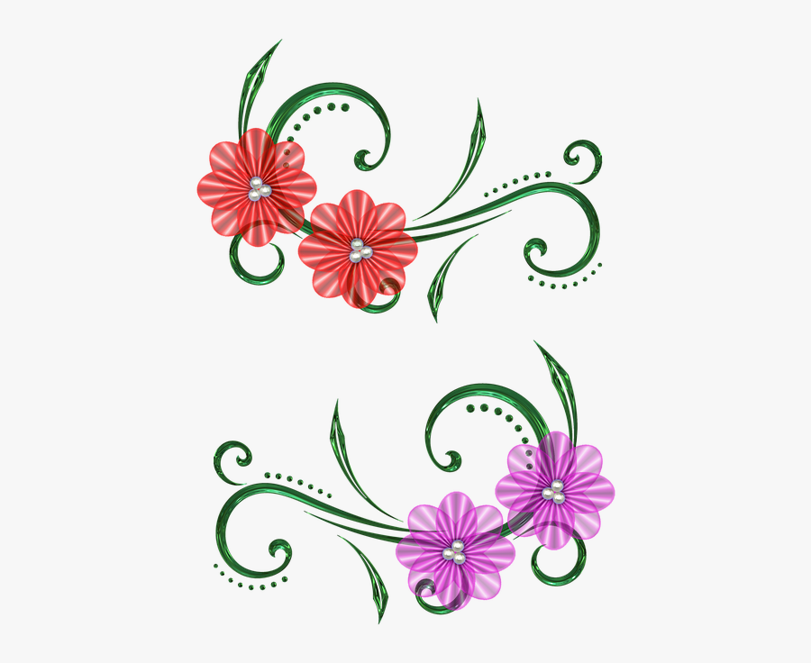 Flower, Pearls, Design, Swirl, Floral, Glass, Silk - Design For Scrapbook Drawing, Transparent Clipart