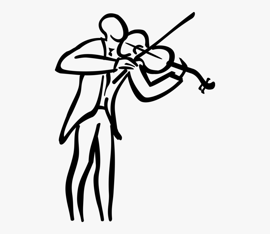 Vector Illustration Of Violinist Musician Plays Violin - Violin, Transparent Clipart
