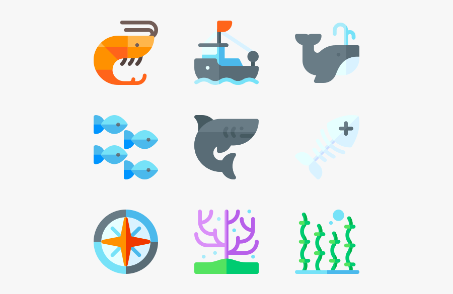 Sea Life - Sea Icons, Transparent Clipart