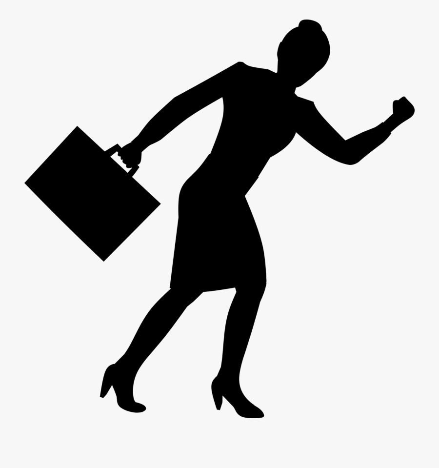 Silhouette, Leaving, Work, To Reach, Going To, Running - Work Silhouette, Transparent Clipart