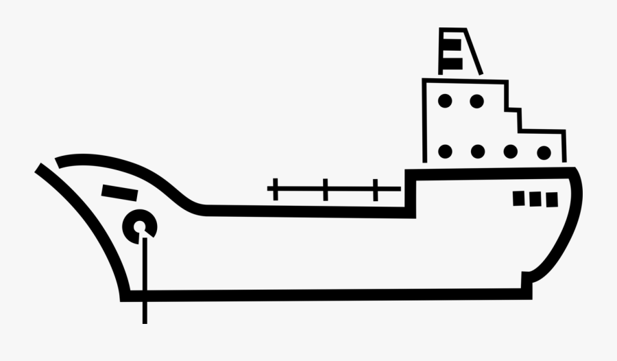 Vector Illustration Of Ocean Transport Cargo Ship Or, Transparent Clipart
