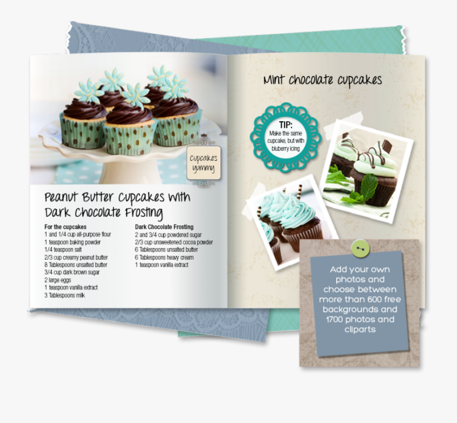 Clip Art Cookbook Template Free - Cupcake, Transparent Clipart