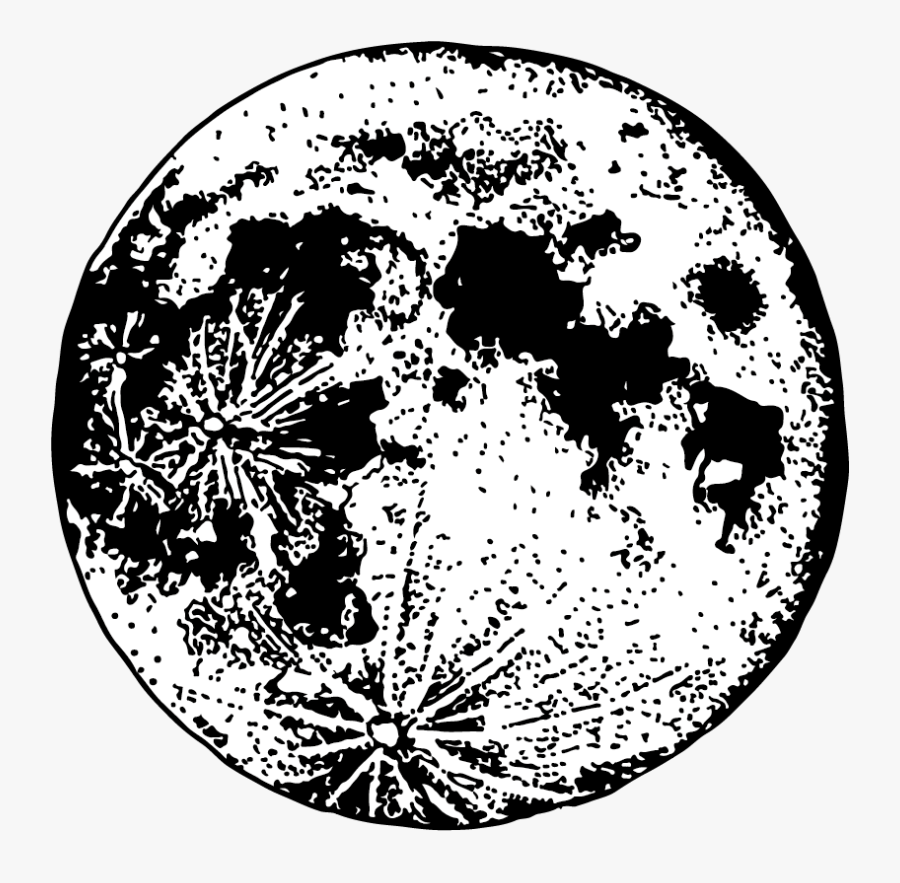 Full Moon Line Art, Transparent Clipart