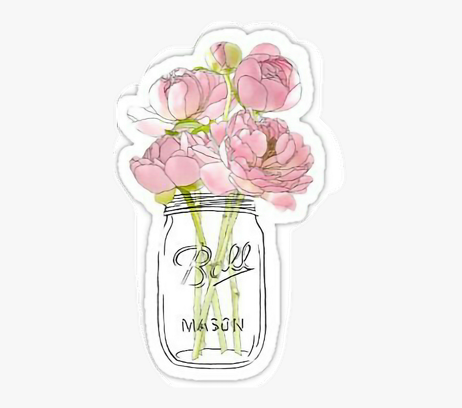#flowers #masonjar #mason #florero #freetoedit - Flowers In Mason Jar Sticker, Transparent Clipart