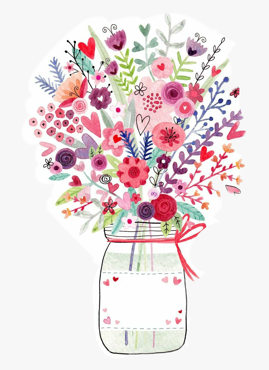 #jar #masonjar #flowers #sticker #stickerart #freetoedit - Happy Birthday Flowers Clipart, Transparent Clipart