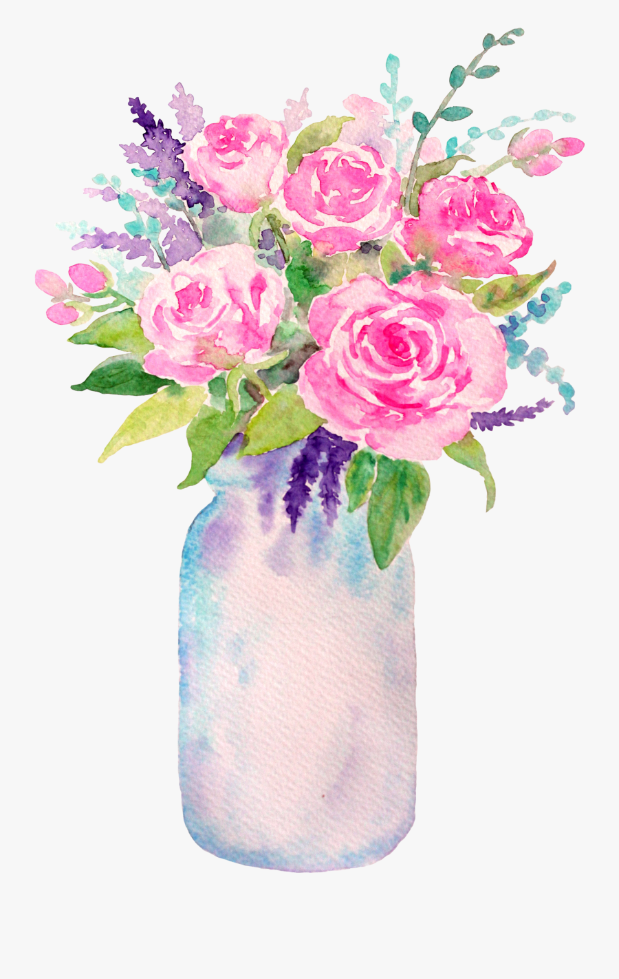 Flower Filled Mason Jar - Clip Art Mason Jar With Flowers, Transparent Clipart